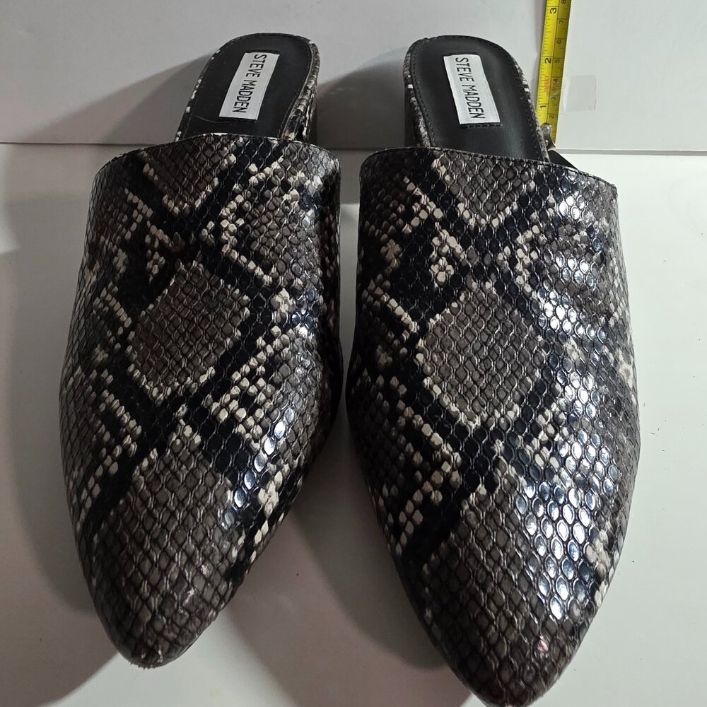Steve Madden Faux Snakeskin Mule Shoe Chunky Heel Size 10
